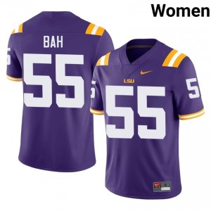 Aliou Bah #55 Geaux Tigers Purple Women Sewn Jersey | Fresh University Football Wear lvp5L027