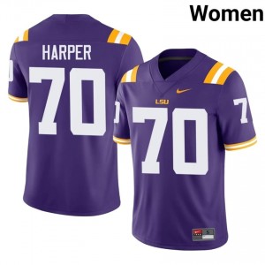 Devin Harper #70 Geaux Tigers Purple Women Moisture Wicking Jersey | Tailored University Football Edition c57S7e12