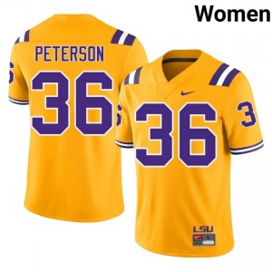 Emari Peterson #36 Fighting Tigers Gold Women Stitched Jersey | Classic NCAA Football Gear v242p431
