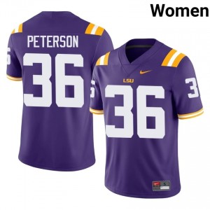 Emari Peterson #36 Geaux Tigers Purple Women Sewn Jersey | Iconic University Football Merchandise 42Yk5B12