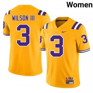 Eugene Wilson III #3 Fighting Tigers Gold Women Stitched Jersey | Premium NCAA Football Merchandise 1mC2V052