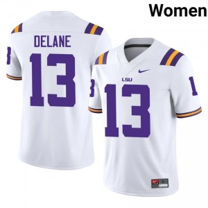 Faheem Delane #13 LSU Tigers White Women Breathable Jersey | Classic College Football Merch 1R1X7357