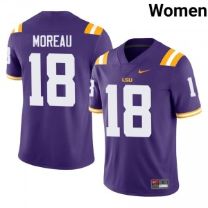 Foster Moreau #18 Geaux Tigers Purple Women Moisture Wicking Jersey | Essential University Football Merch i7B7h247