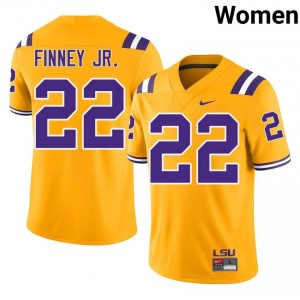 Havon Finney Jr. #22 Fighting Tigers Gold Women Stitched Jersey | Elite Thread NCAA Football Wear 3j46qF86