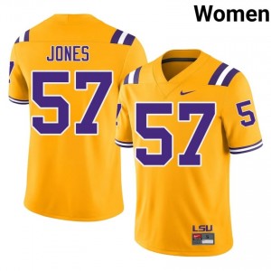 JaKolby Jones #57 LSU Tigers Gold Women Tackle Twill Jersey | Tailored SEC Football Merch 5nGJp340