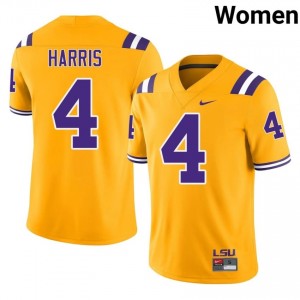 Jackson Harris #4 LSU Tigers Gold Women Embroidery Jersey | Essential College Football Edition 2u4Jg630