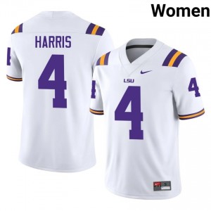 Jackson Harris #4 Fighting Tigers White Women Stitched Jersey | Alumni NCAA Football Apparel 75h72679