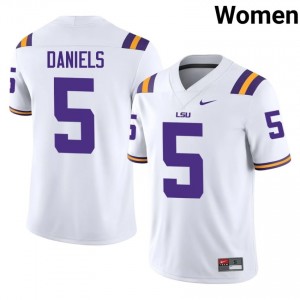 Jayden Daniels #5 LSU Tigers White Women Breathable Jersey | High-Quality College Football Uniform l0BI5715