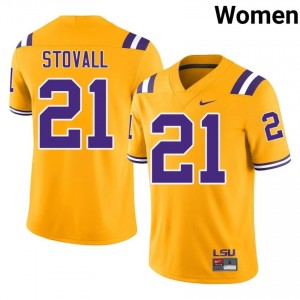 Jerry Stovall #21 Geaux Tigers Gold Women Moisture Wicking Jersey | Timeless University Football Merch XCo86F53