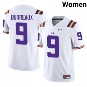 Joe Burrow Burreaux #9 Geaux Tigers White Women Sewn Jersey | Elite University Football Merch IA38w096