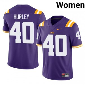 John Hurley #40 LSU Purple Women Stitch Jersey | Premium High School Football Gear 8G5Kl889