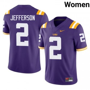 Justin Jefferson #2 LSU Purple Women Stitch Jersey | Limited High School Football Merchandise 3865p639
