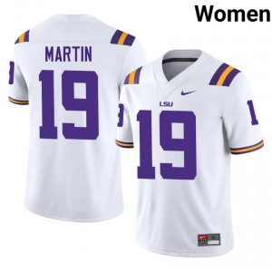 Kaden Martin #19 Geaux Tigers White Women Sewn Jersey | Rare University Football Gear 71ju4D66