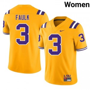 Kevin Faulk #3 Fighting Tigers Gold Women Lightweight Jersey | Alumni NCAA Football Gear Buwj7o71