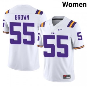 Lamar Brown #55 Fighting Tigers White Women Stitched Jersey | Authenticity NCAA Football Merchandise YP841w88