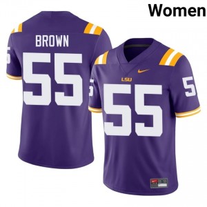 Lamar Brown #55 LSU Purple Women Stitch Jersey | Standout High School Football Merch 1Q37GP32