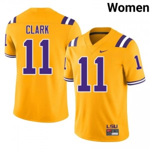 Landen Clark #11 Fighting Tigers Gold Women Lightweight Jersey | Licensed NCAA Football Apparel 7CjK1k21