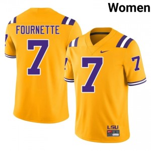 Leonard Fournette #7 LSU Tigers Gold Women Mesh Jersey | Gameday SEC Football Edition 4X137J66