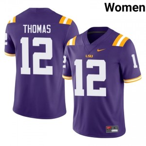 Malachi Thomas #12 LSU Purple Women Performance Jersey | Tailored High School Football Merchandise 0GB37i60