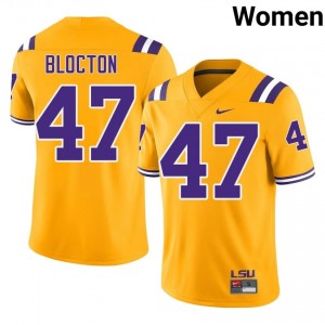 Malik Blocton #47 Fighting Tigers Gold Women Lightweight Jersey | Highly Sought?After NCAA Football Merch X5s2t488