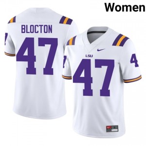 Malik Blocton #47 LSU White Women Performance Jersey | Popular High School Football Edition RMTm0815