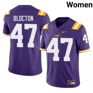 Malik Blocton #47 Geaux Tigers Purple Women Moisture Wicking Jersey | Rare University Football Apparel F0VFDM16