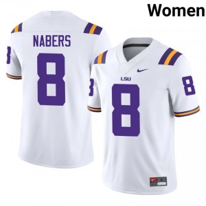 Malik Nabers #8 Geaux Tigers White Women Moisture Wicking Jersey | Gameday University Football Gear k4bveT57