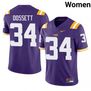 Mason Dossett #34 LSU Tigers Purple Women Mesh Jersey | Gameday SEC Football Gear J132fS54