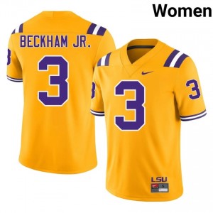 Odell Beckham Jr. #3 Geaux Tigers Gold Women Moisture Wicking Jersey | Rare University Football Merchandise 453gwj26