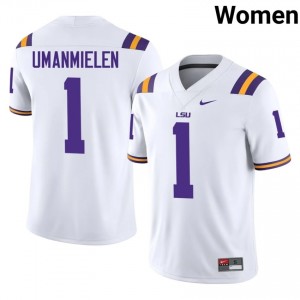 Princewill Umanmielen #1 Fighting Tigers White Women Lightweight Jersey | Popular NCAA Football Merchandise 6dsA1280