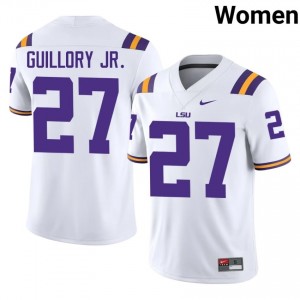 Raycine Guillory Jr. #27 Geaux Tigers White Women Moisture Wicking Jersey | Fresh University Football Merch N8TQI075