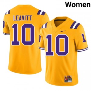 Sam Leavitt #10 LSU Gold Women Performance Jersey | Durable High School Football Merch 66M2G389