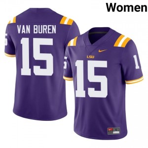 Steve Van Buren #15 Geaux Tigers Purple Women Sewn Jersey | Gameday University Football Apparel 450fTo47