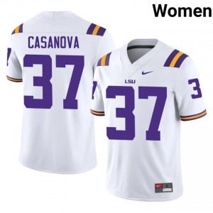Tommy Casanova #37 LSU Tigers White Women Embroidery Jersey | Pro-Grade College Football Merchandise 85v13150