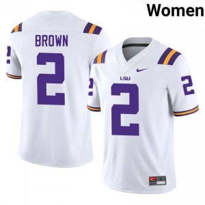 Tre' Brown #2 Geaux Tigers White Women Sewn Jersey | Timeless University Football Wear m0868Y36