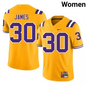 Treylan James #30 LSU Tigers Gold Women Mesh Jersey | Iconic SEC Football Wear o3K0H655