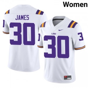Treylan James #30 LSU Tigers White Women Breathable Jersey | Essential College Football Merchandise 3oT08k52