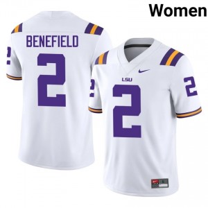 Ty Benefield #2 LSU Tigers White Women Mesh Jersey | Officially Licensed SEC Football Uniform 20318p30