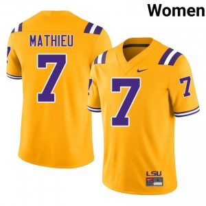 Tyrann Mathieu #7 LSU Tigers Gold Women Breathable Jersey | Authenticity College Football Merchandise 260M0h78
