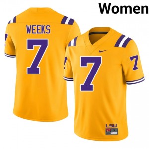 Whit Weeks #7 Geaux Tigers Gold Women Sewn Jersey | Premium University Football Uniform 0Lg6Ta84
