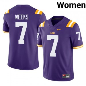 Whit Weeks #7 LSU Tigers Purple Women Breathable Jersey | Limited College Football Wear ln3L5260