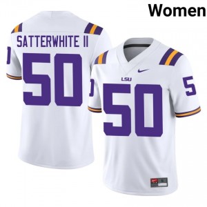 William Satterwhite II #50 Fighting Tigers White Women Lightweight Jersey | Elite Thread NCAA Football Uniform uW72fX73