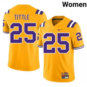 Y.A. Tittle #25 LSU Gold Women Stitch Jersey | 2032 High School Football Wear MQl85m23