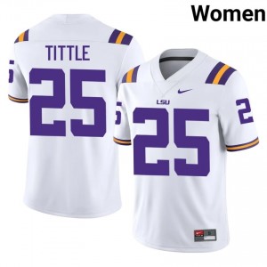 Y.A. Tittle #25 Geaux Tigers White Women Sewn Jersey | Replica University Football Merchandise moGd7C48