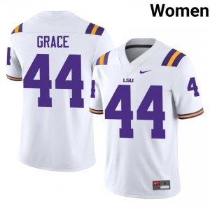 Zach Grace #44 Geaux Tigers White Women Moisture Wicking Jersey | Genuine University Football Merchandise 4d8ava92