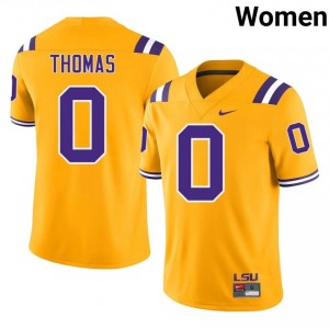 Zavion Thomas #0 Geaux Tigers Gold Women Sewn Jersey | Limited University Football Wear X3gh4E72