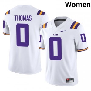 Zavion Thomas #0 LSU Tigers White Women Mesh Jersey | Elite Thread SEC Football Merchandise 2K38OD44