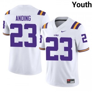 Aidan Anding #23 Fighting Tigers White Youth Stitched Jersey | Elite Thread NCAA Football Gear n6hS5q29
