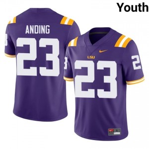 Aidan Anding #23 LSU Purple Youth Stitch Jersey | Exclusive High School Football Wear 22RHxI90