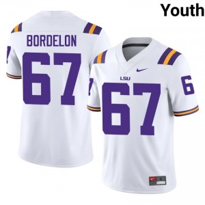 Bo Bordelon #67 Geaux Tigers White Youth Moisture Wicking Jersey | Durable University Football Edition 4eKT0R13